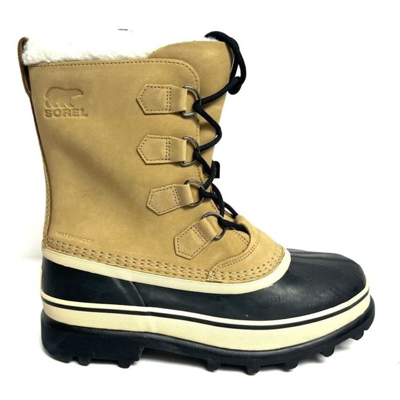 Sorel Men's Caribou, Buff Waterproof Winter Boots, Size 9 M